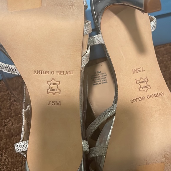 Silver Antonio Nadelle Platform Jeweled Dress Leather sandals - Picture 4 of 6